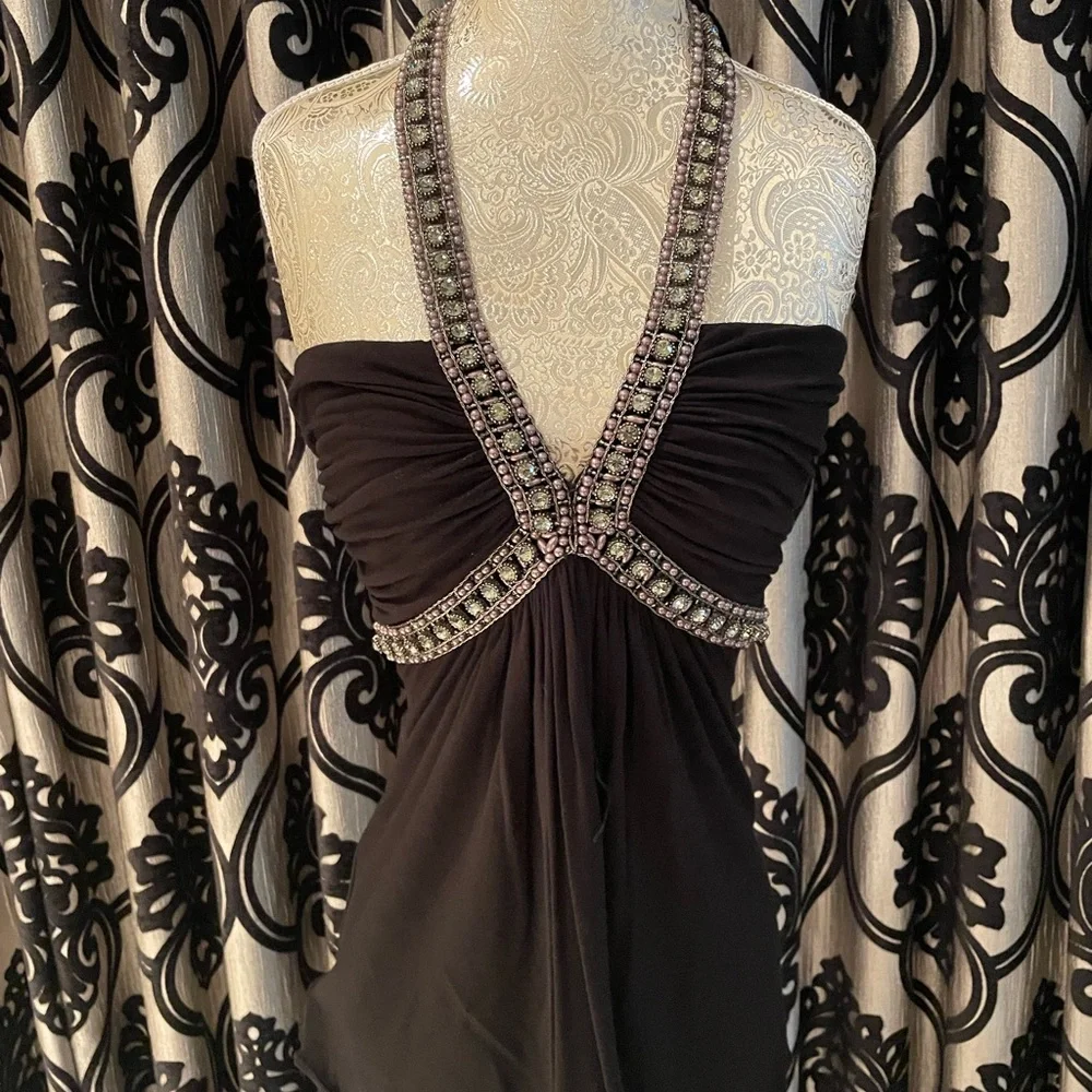 Sky Black Halter Top with Embellished Detail Small - Picture 2 of 11